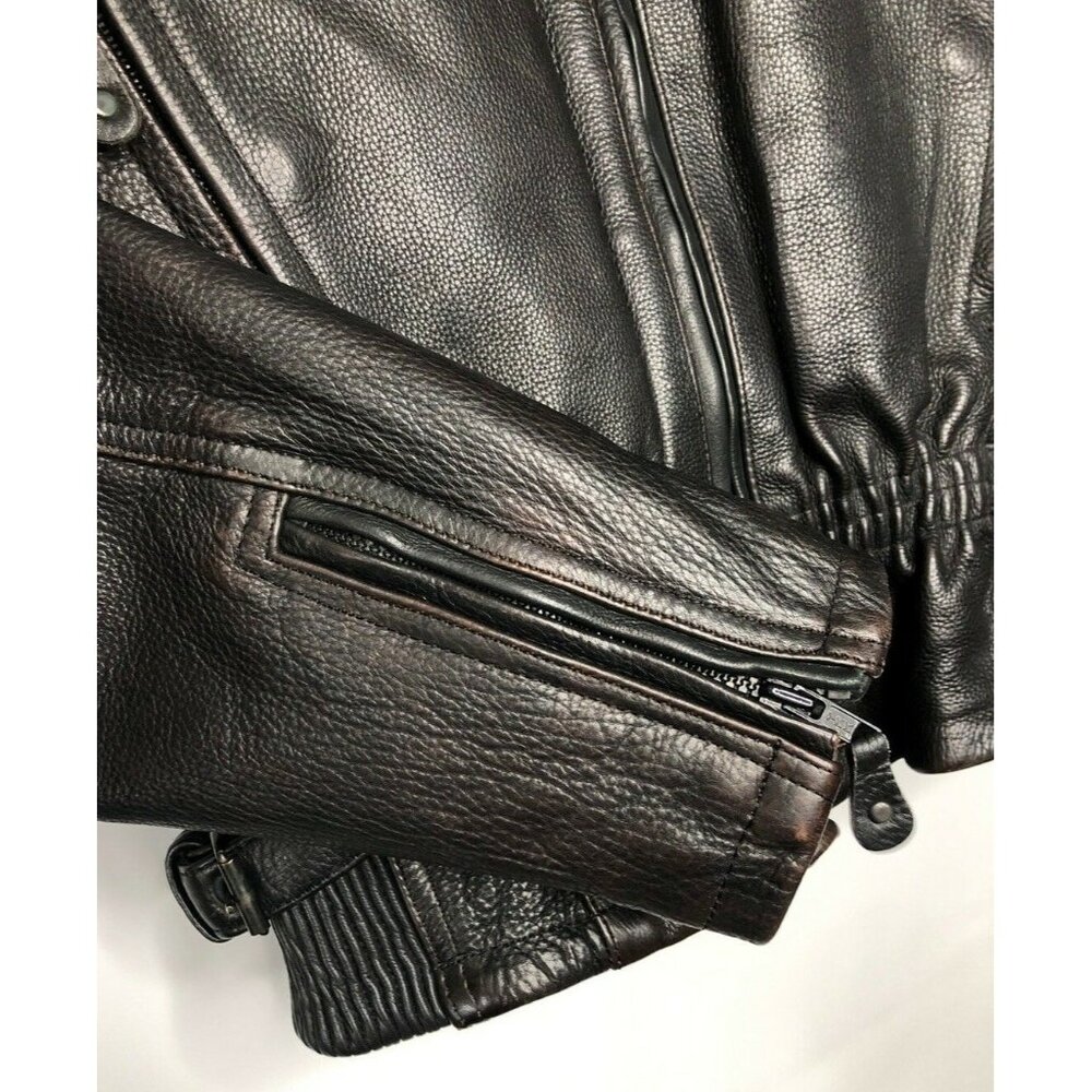 UNIK Ultra Heavy LEATHER Motorcycle Zip Buckle Lined Jacket Womens Size S Black - Picture 4 of 12
